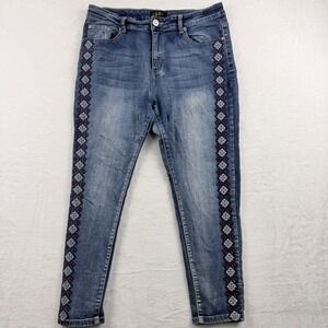 dkin Jeans‎ Embroidered Side Stripe Medium Wash Denim Size 14
